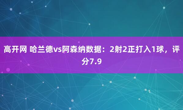 高开网 哈兰德vs阿森纳数据：2射2正打入1球，评分7.9