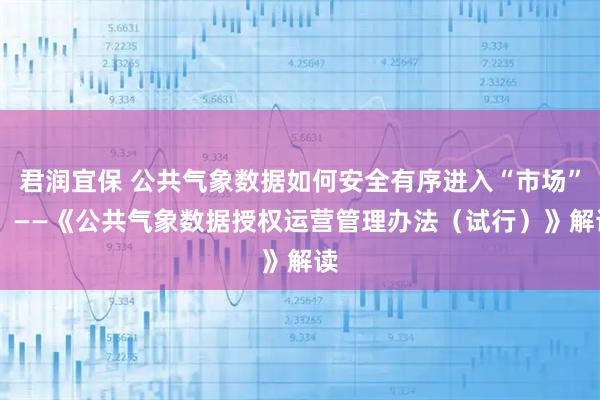 君润宜保 公共气象数据如何安全有序进入“市场”？ ——《公共气象数据授权运营管理办法（试行）》解读