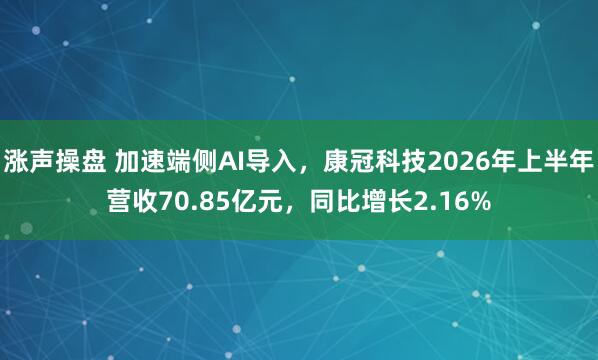 涨声操盘 加速端侧AI导入，康冠科技2026年上半年营收70.85亿元，同比增长2.16%
